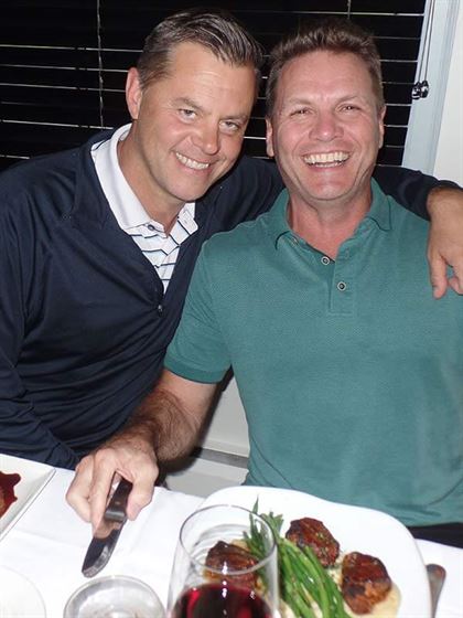 Kevin Marion and Rick Hoffman are two of the newer members of the MicroCare team and enjoyed their steaks at their first MicroCare global sales meeting.